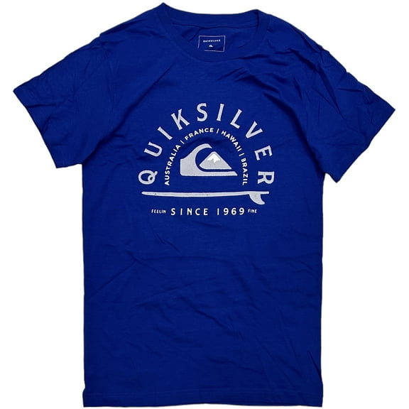 Quiksilver Men's Fellin Since 1969 Fine Surfboard Graphic Tee T-Shirt (Small, Blue)