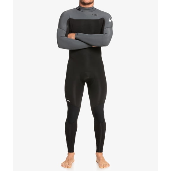Quiksilver Men's Full Wetsuit 4/3mm Everyday Sessions GBS Back Zip Surf Suit (Large Short (LS), Black/Gun Metal)