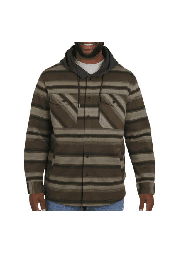 Men's Hooded Shirt Jacket, Tan, XL