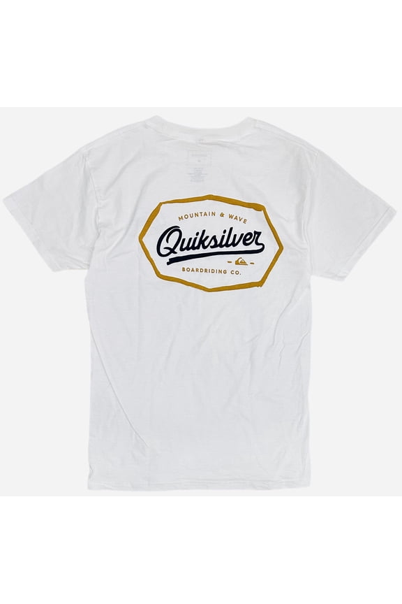 Men's Mountain & Wave Logo Graphic Print Tee T-Shirt (Large, White)