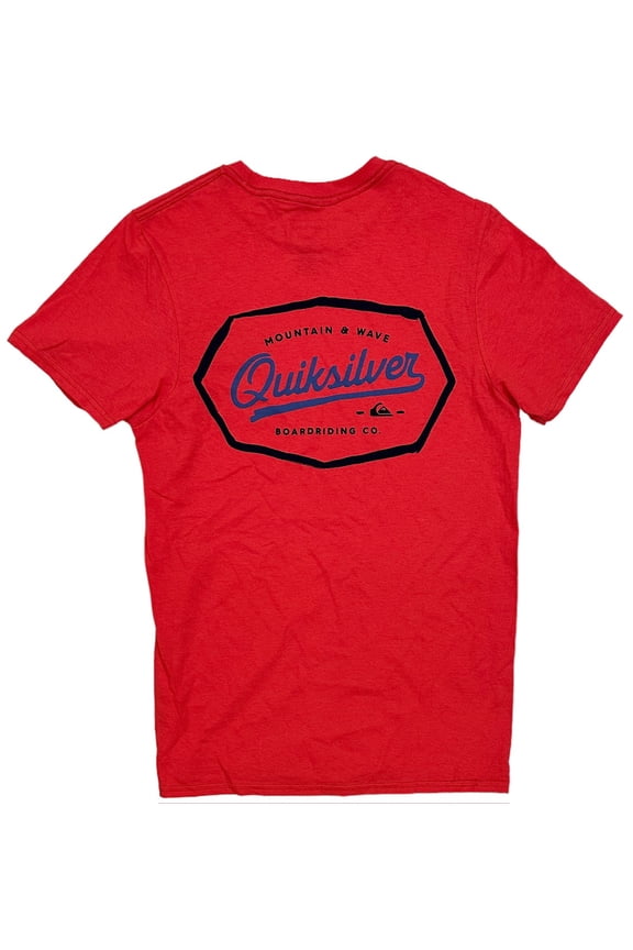Men's Mountain & Wave Logo Graphic Print Tee T-Shirt (Medium, Red)