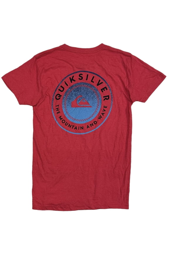 Men's Mountain and Wave Graphic Print Heather Red Tee T-Shirt (Small, Heather Red)