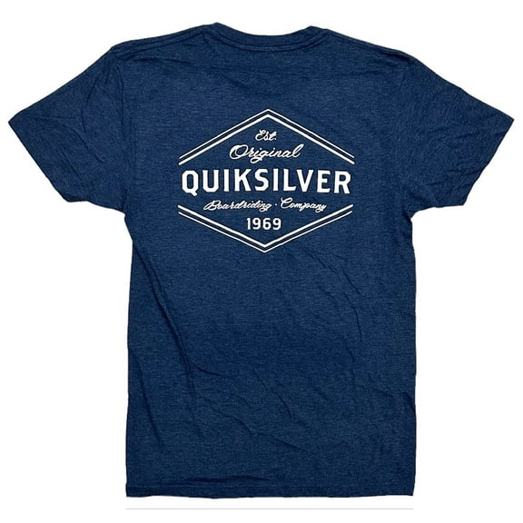 Quiksilver Men's Original Boardriding Company Est 1969 Graphic Print Tee T-Shirt (Medium, Heather Blue)