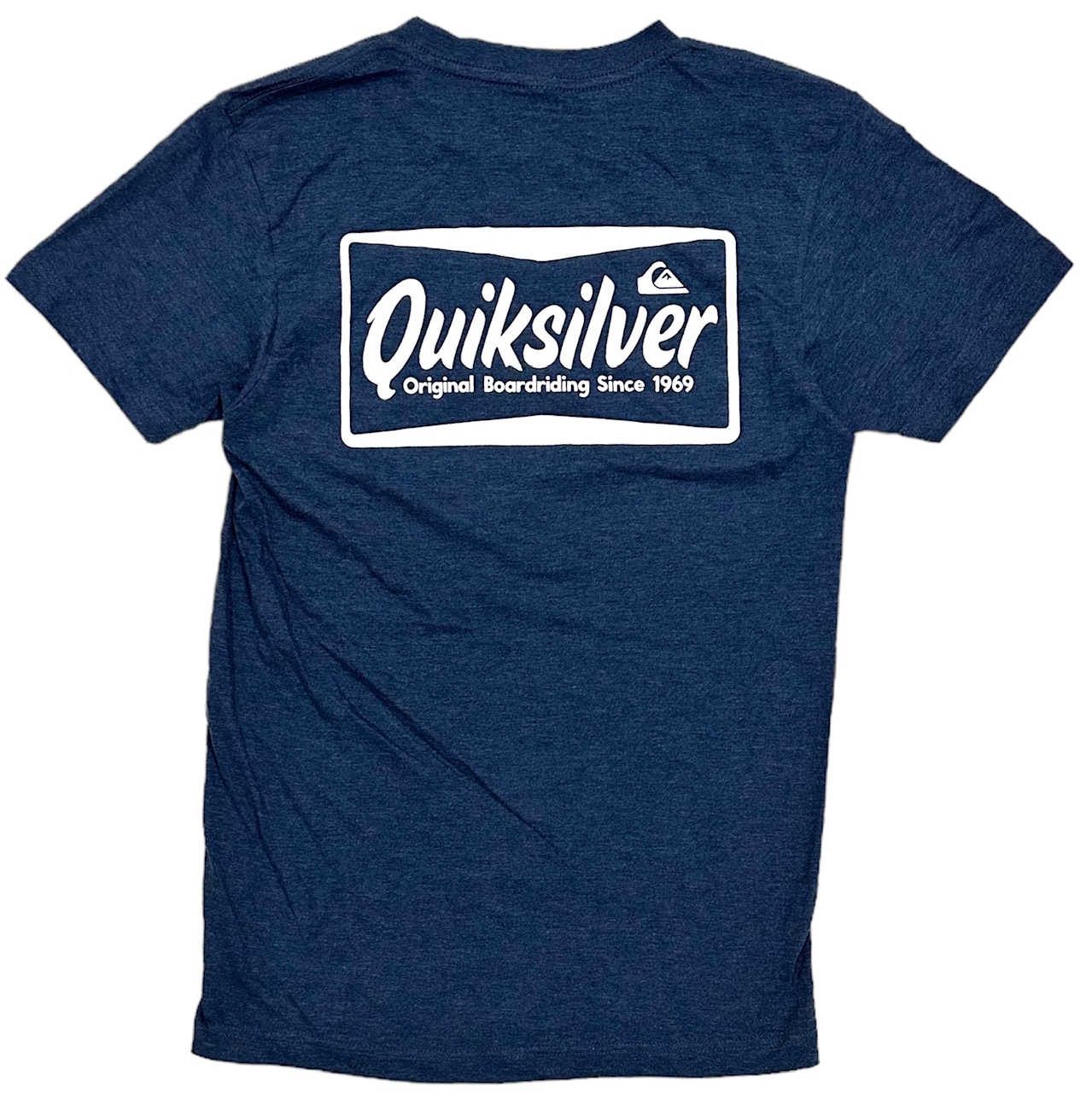 Camiseta de hombre con gráfico retro Original Boardriding desde 1969 (Grande, Azul Marino Heather)