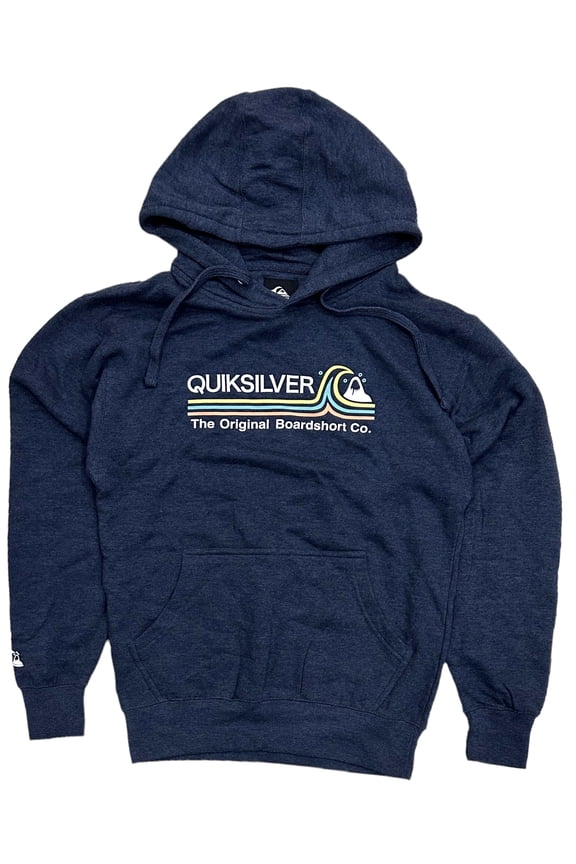 Men's Retro Graphic Logo Hoodie Sweatshirt in Heather Blue (Small, Heather Blue)