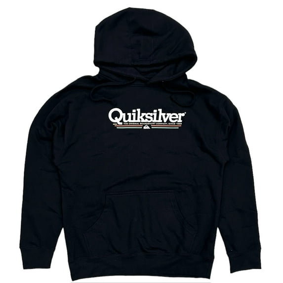 Quiksilver Men's Retro Logo The Original Boardshort Company Hoodie Sweatshirt (Large, Black 2)