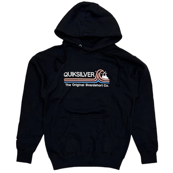 Quiksilver Men's Retro Logo The Original Boardshort Company Hoodie Sweatshirt (Small, Black)