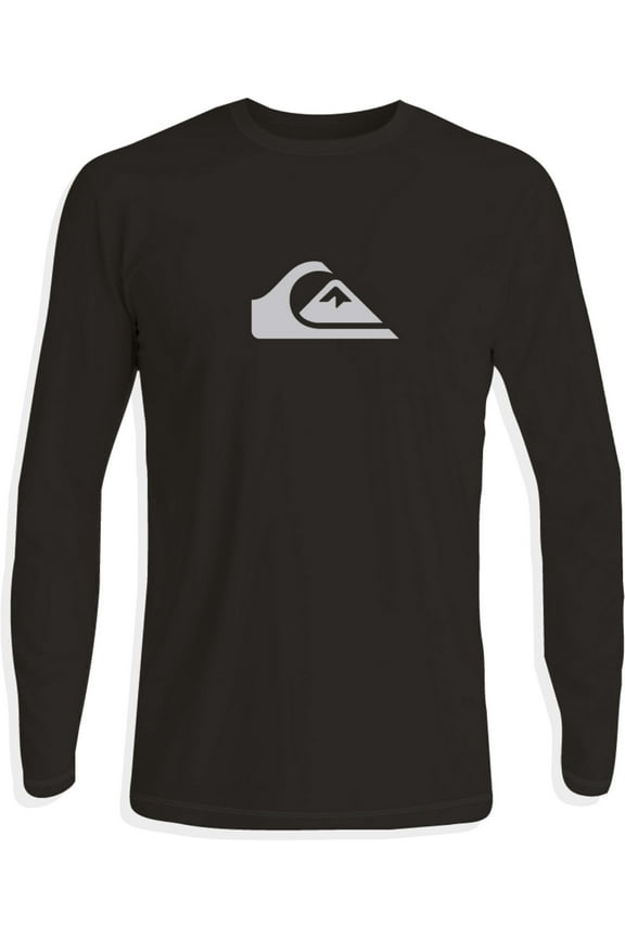 Men's Solid Streak Long Sleeve Rashguard (Black, XXL)