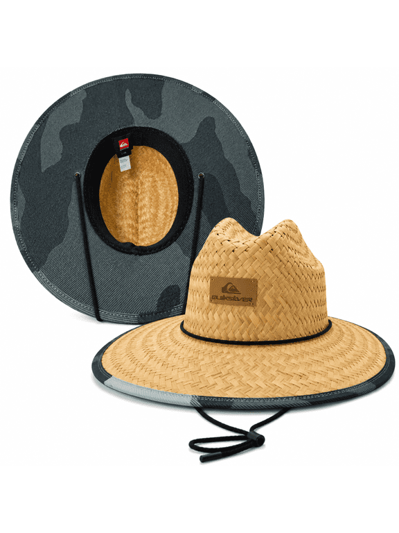 Men's Straw Hat Wide Brim Outdoor Lifeguard Straw Sun Hat (Size: Large/X-Large)