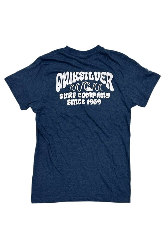 Men's T-Shirt Quik Lockup Mod Short Sleeve Crewneck Tee (Small, Navy Heather)