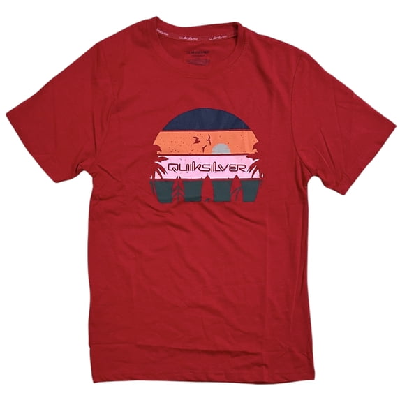 Quiksilver Men's T-Shirt Sunset Logo Super Soft Stretchy Loungewear Tee (Small, Red)