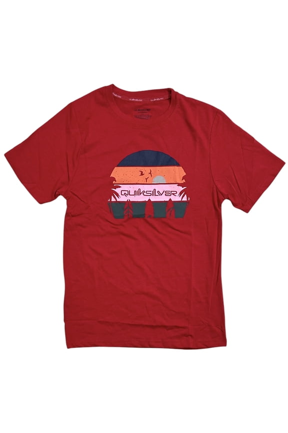 Men's T-Shirt Sunset Logo Super Soft Stretchy Loungewear Tee (Small, Red)