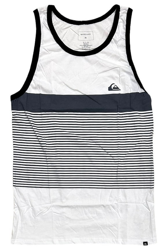 Men's Tank Top T-Shirt Stripe Tijuana White Grey Tee (Small, White/Grey)