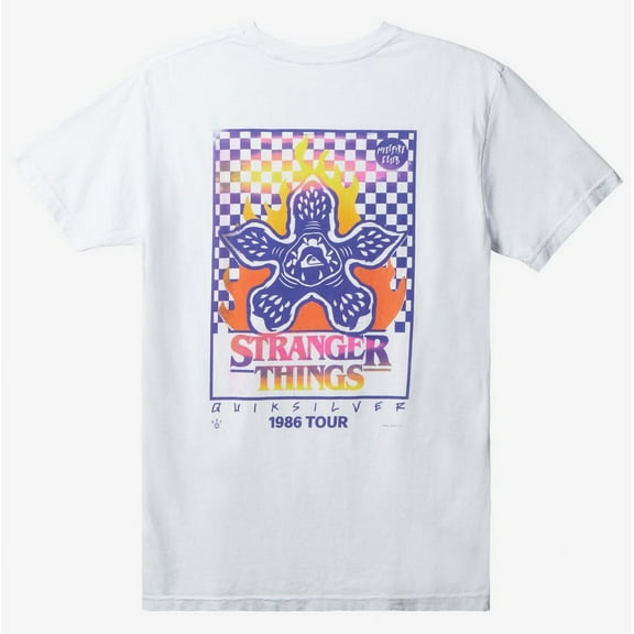 Quiksilver Men's X Stranger Things 1986 Tour White Tee T-Shirt in XX-Large