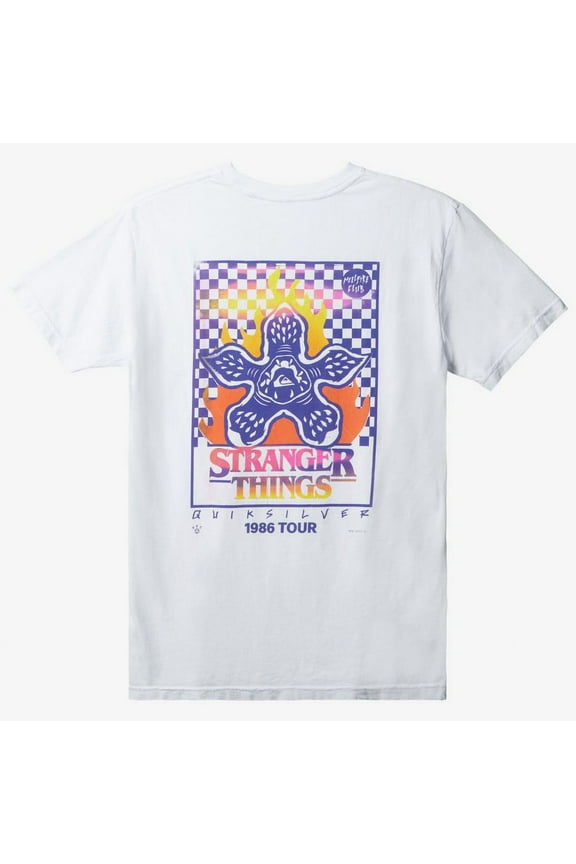 Men's X Stranger Things 1986 Tour White Tee T-Shirt in XX-Large