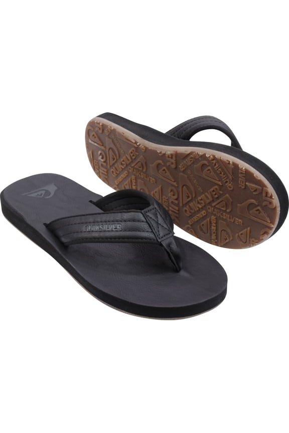 Men's Carver Nubuck Flip Flop Sandals Solid Black - AQYL100623-SBKM