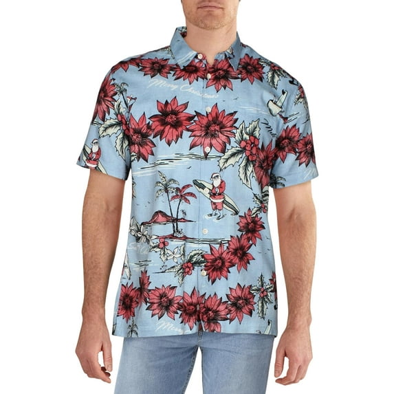 Quiksilver Mens San O Clause Floral Print Short Sleeve Button-Down Shirt