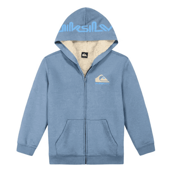 Quiksilver Youth Zip Front Sherpa Lined Fleece Hoodie - Blue - X-Small (5/6)