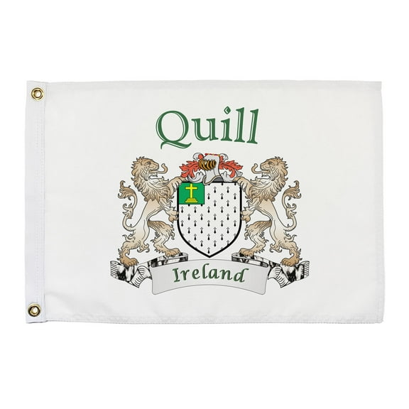 Quill Irish Coat of Arms Small White Flag - 16"x10.5" inches