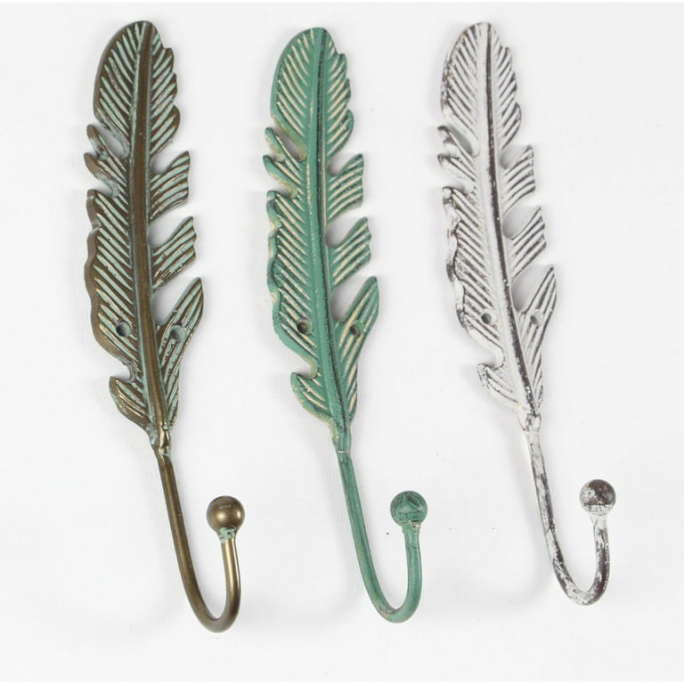 Quill Metal Feather Wall Hook, Assorted 3