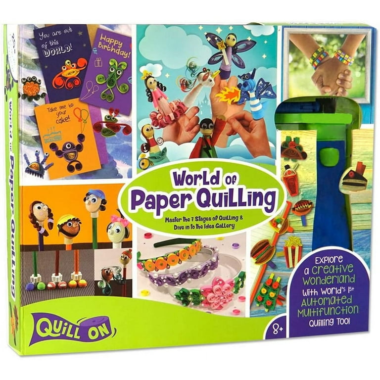Quill on - Paper Quilling Kit for Beginners, with Electric Quilling Tool, 20+ Quilling Ideas and 5mm, 10 mm Quilling Strips - Fu