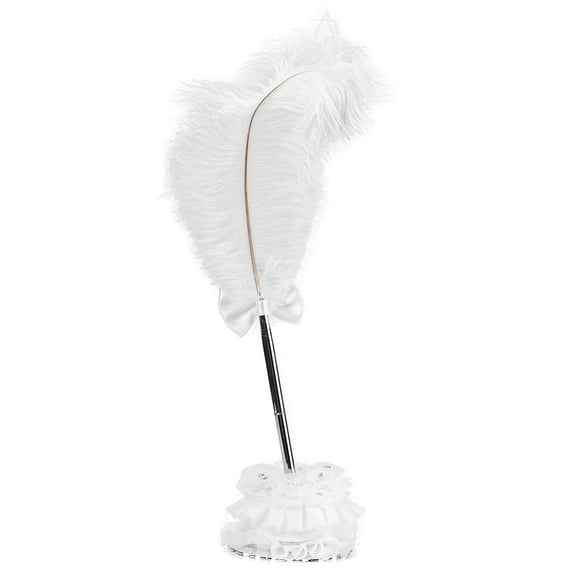 Quill Pen Signature Ballpoint Pen Ostrich Feather Signature Pen With Stand, Western Wedding Sign Pen Suitable for Wedding Conference Office Office Supplies