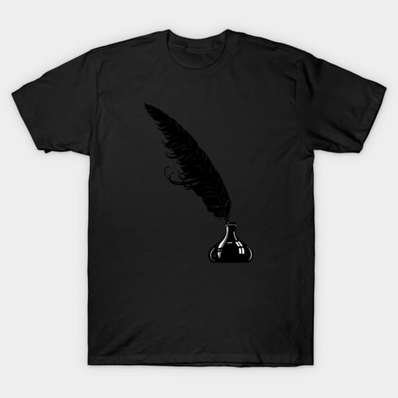 Quill Pen Writing Traditional Ink Calligraphy Fountain Nib Literature Unisex T-Shirt, up to size 3XL.