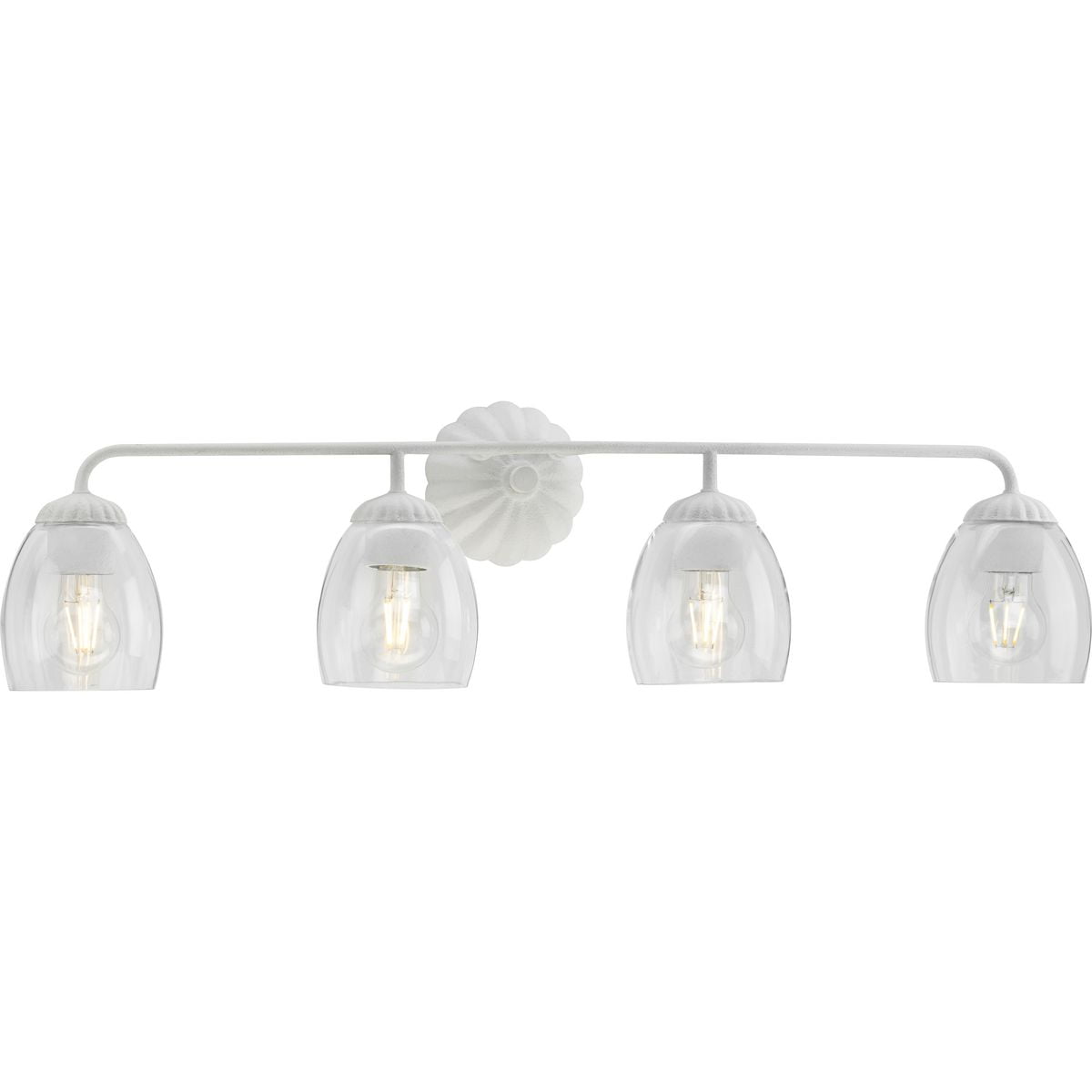 Quillan White Plaster Four-Light Vanity Fixture with Clear Glass Shades