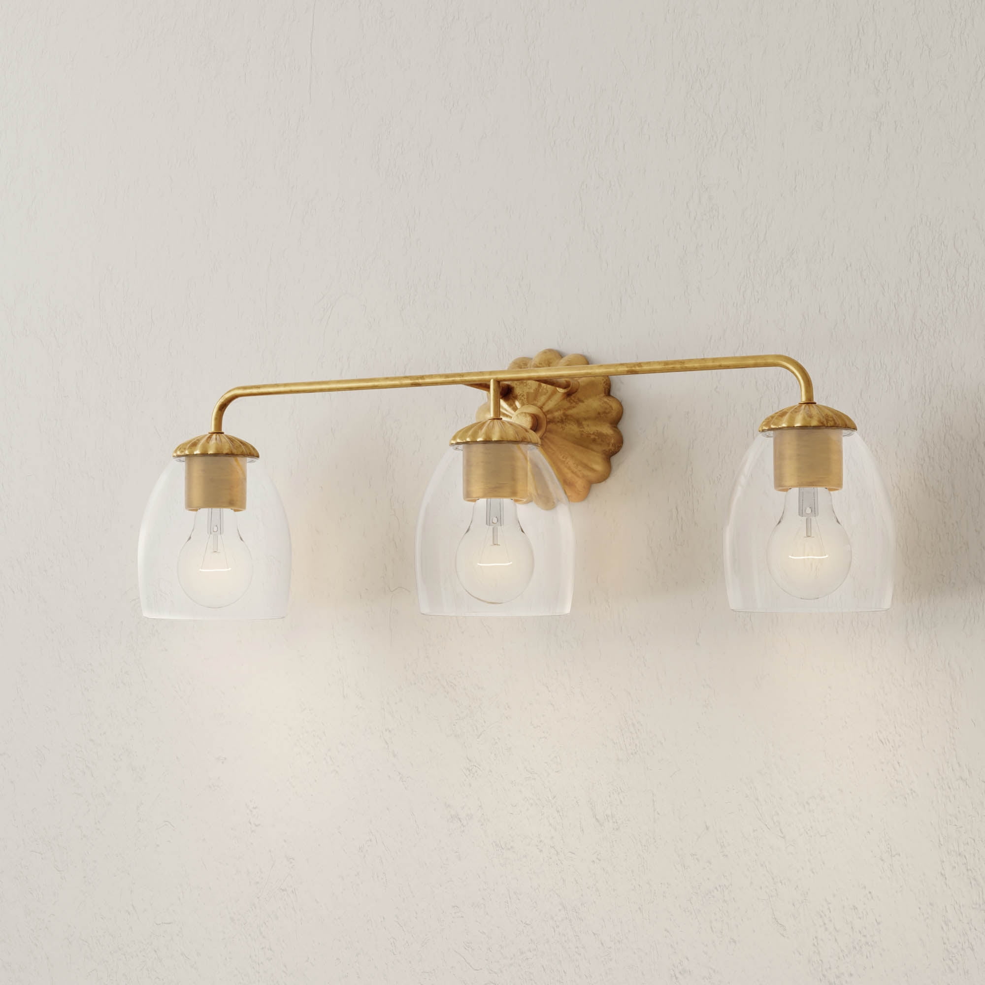 Quillan Gold Ombre 3-Light Vanity with Elliptical Glass Shades