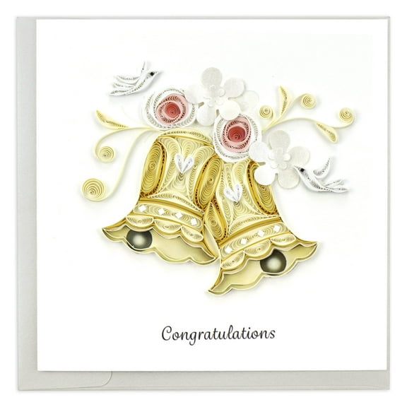 Quilling Card 3-D Greeting Card - WEDDING BELLS