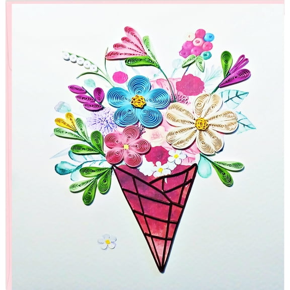 Quilling Card , Floral Heart Quilling Greeting Card For Happy Birthday Day Card, Artful Quilling Quilled Card, Floral Card for Birthday, Holiday, Get Well, Sympathy for Him, Her, Friend, Boss, Mom