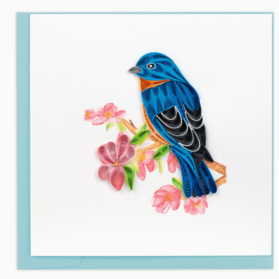 Quilling Card Quilled Bluebird on Flower Card