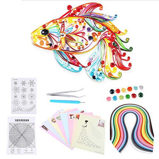Quilling Paper Kits(50 colors) MMF7 6 In 1 DIY Quilled Creation Paper