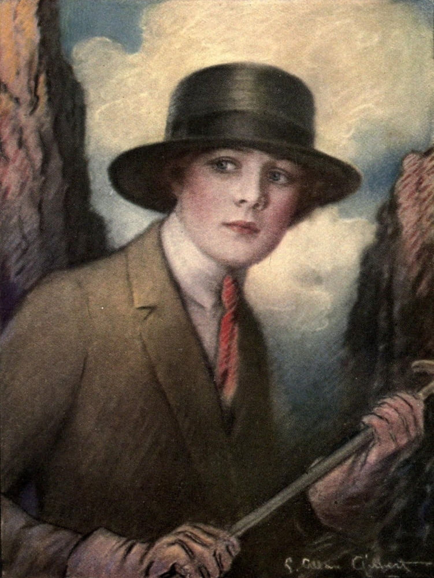 Quills Window 1921 Riding girl Canvas Art - C Allan Gilbert (18 x 24)