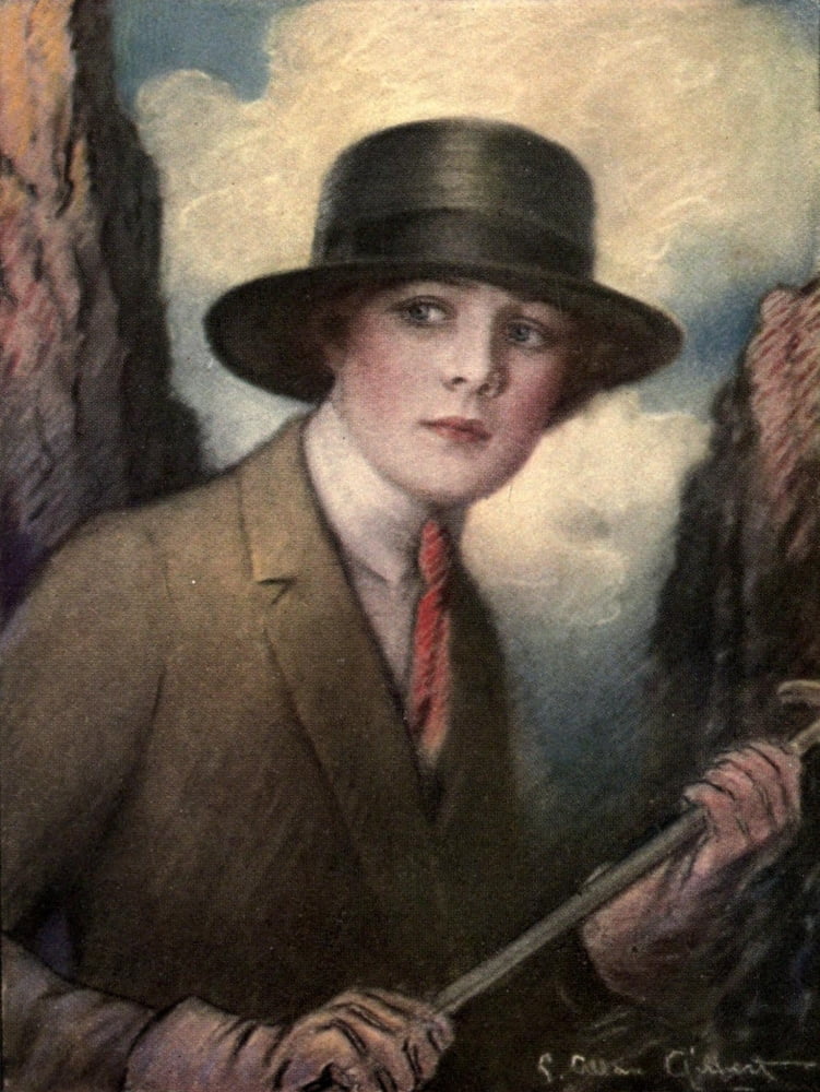 Quills Window 1921 Riding girl Canvas Art - C Allan Gilbert (24 x 36)