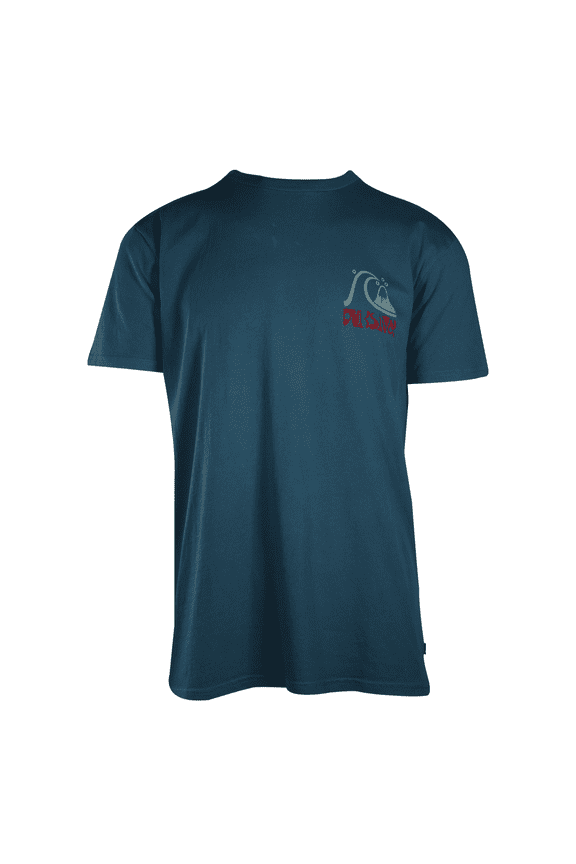 Quilsilver Men's T-Shirt Ocean Blue Wave & Mountain Graphic S/S (S10)