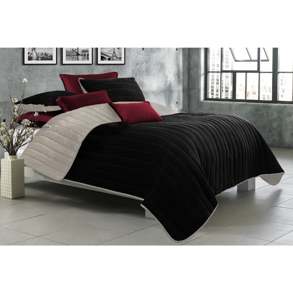 Quilt 2PC Set T Black Taupe