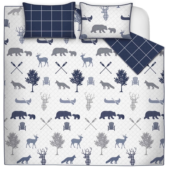 Quilt 3PC Set DQ Navy Wildlife