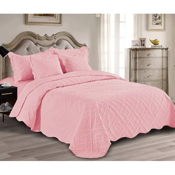 Quilt Bedding Cover Set, Lightweight Ultrasonic Quilt Set Reversible Microfiber Bedspread, Water and Stain Resistant Coverlet Set for All Seasons(1 Quilt,4 Pillow Shams)