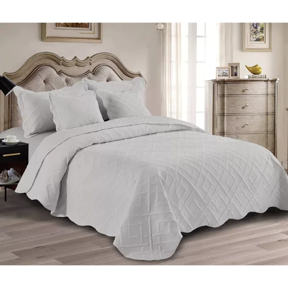 Quilt Bedding Cover Set, Lightweight Ultrasonic Quilt Set Reversible Microfiber Bedspread, Water and Stain Resistant Coverlet Set for All Seasons(1 Quilt,4 Pillow Shams)