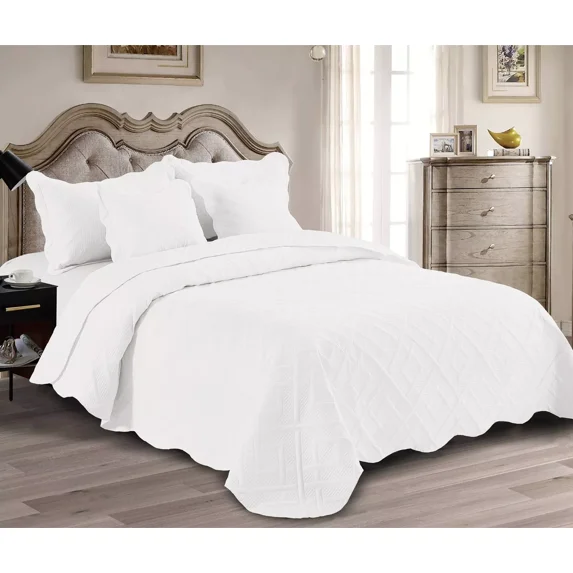 Quilt Bedding Cover Set, Lightweight Ultrasonic Quilt Set Reversible Microfiber Bedspread, Water and Stain Resistant Coverlet Set for All Seasons(1 Quilt,4 Pillow Shams)