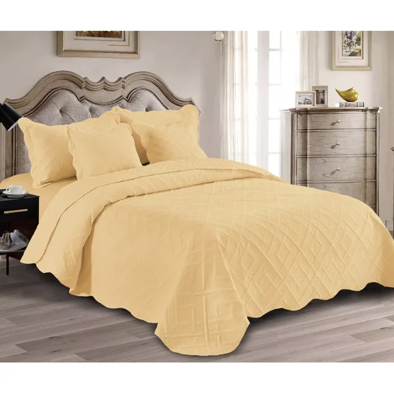 Quilt Bedding Cover Set, Lightweight Ultrasonic Quilt Set Reversible Microfiber Bedspread, Water and Stain Resistant Coverlet Set for All Seasons(1 Quilt,4 Pillow Shams)