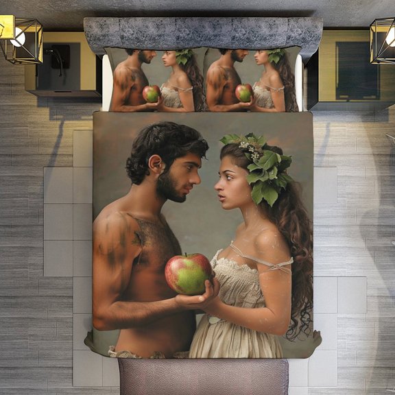 Quilt Cover Set Fashionable Printed Bedding Covers with Pillowcase Home Textiles, Mythology Love Twin (68"x86")