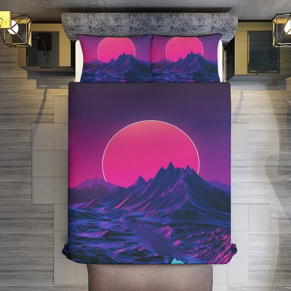 Quilt Cover Set Fashionable Printed Bedding Covers with Pillowcase Home Textiles, Neon River Velly Cyber Twin (68"x86")