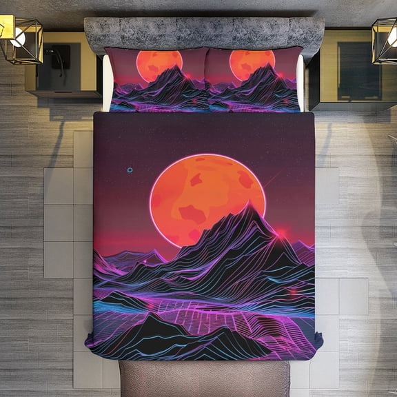 Quilt Cover Set Fashionable Printed Bedding Covers with Pillowcase Home Textiles, Neon River Velly Cyber Twin (68"x86")