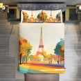 thumbnail image 1 of Quilt Cover Set Fashionable Printed Bedding Covers with Pillowcase Home Textiles, Paris Pride Eiffel Tower Queen (90"x90"), 1 of 5