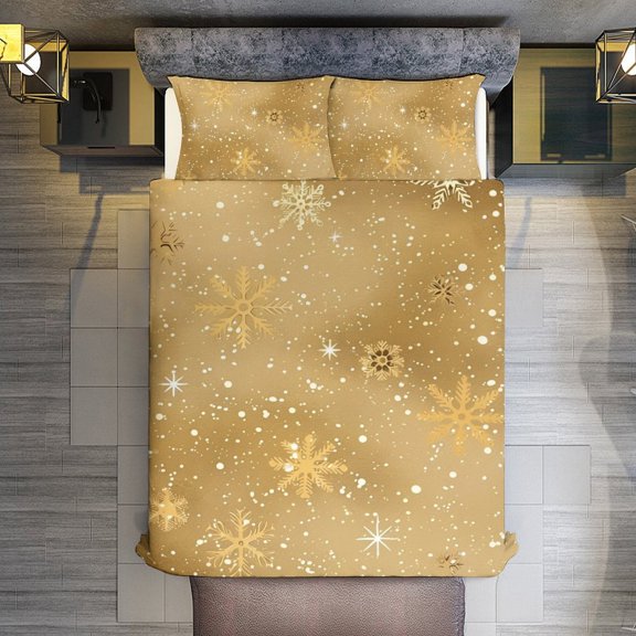 Quilt Cover Set Fashionable Printed Bedding Covers with Pillowcase Home Textiles, Snow Flake Christmas Twin (68"x86")