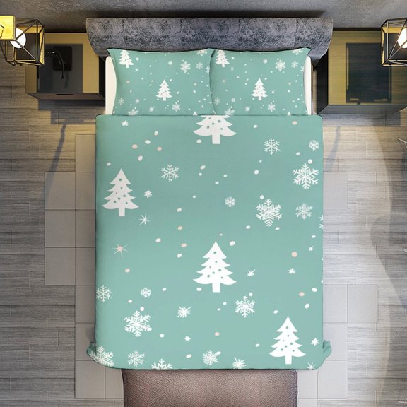 Quilt Cover Set Fashionable Printed Bedding Covers with Pillowcase Home Textiles, Snow Flake Christmas Twin (68"x86")