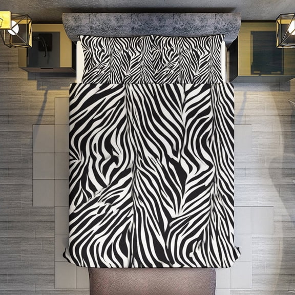 Quilt Cover Set Fashionable Printed Bedding Covers with Pillowcase Home Textiles, Zebra Pattern Twin (68"x86")