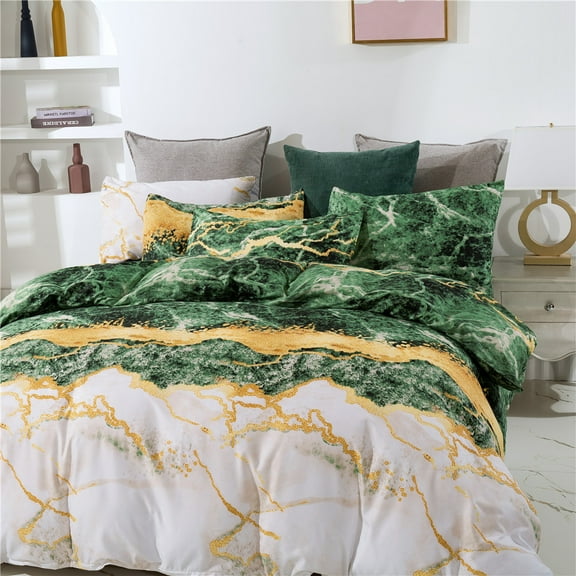 Quilt Cover Two Piece Microfiber, Cool & Breathable Sheet Set Pillowcase Green